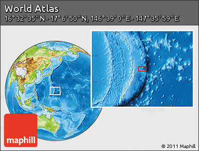 Physical Location Map of the Area around 16° 49' 43" N, 147° 7' 30" E