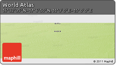 Physical Panoramic Map of the Area around 16° 49' 43" N, 14° 31' 30" E