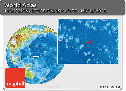 Physical Location Map of the Area around 16° 49' 43" N, 156° 28' 29" E