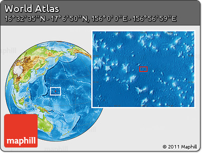 Physical Location Map of the Area around 16° 49' 43" N, 156° 28' 29" E