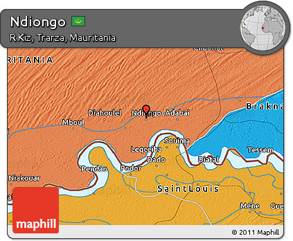 Political 3D Map of Ndiongo