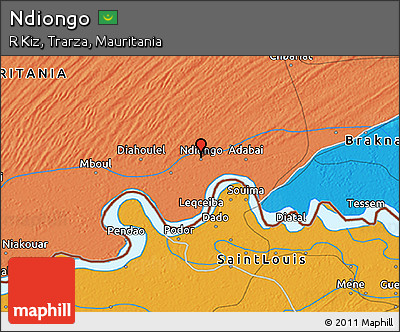 Political 3D Map of Ndiongo