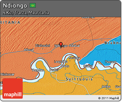 Political 3D Map of Ndiongo
