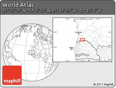 Blank Location Map of the Area around 16° 49' 43" N, 15° 13' 29" W