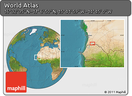 Satellite Location Map of the Area around 16° 49' 43" N, 15° 13' 29" W