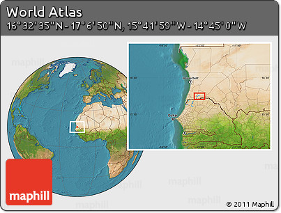 Satellite Location Map of the Area around 16° 49' 43" N, 15° 13' 29" W