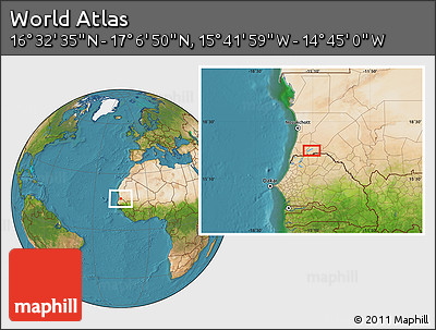 Satellite Location Map of the Area around 16° 49' 43" N, 15° 13' 29" W