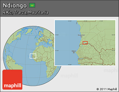 Savanna Style Location Map of Ndiongo