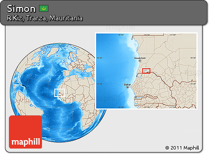 Shaded Relief Location Map of Simon