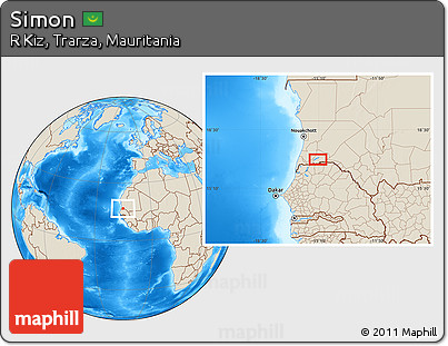 Shaded Relief Location Map of Simon