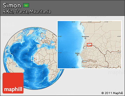 Shaded Relief Location Map of Simon