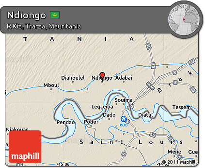 Shaded Relief Map of Ndiongo