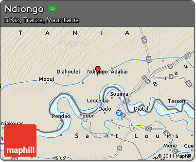 Shaded Relief Map of Ndiongo