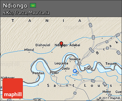 Shaded Relief Map of Ndiongo