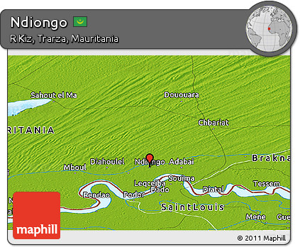 Physical Panoramic Map of Ndiongo