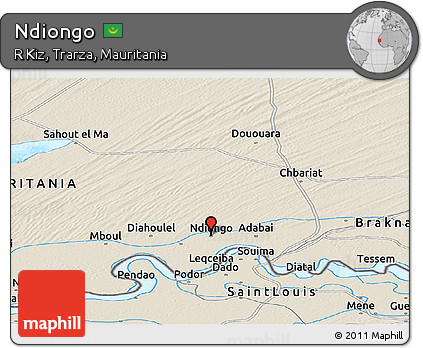 Shaded Relief Panoramic Map of Ndiongo