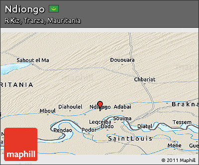 Shaded Relief Panoramic Map of Ndiongo