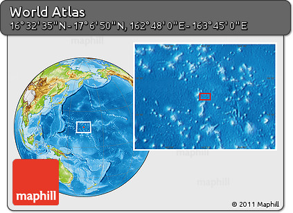 Physical Location Map of the Area around 16° 49' 43" N, 163° 16' 30" E