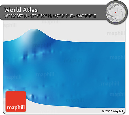 Physical 3D Map of the Area around 16° 49' 43" N, 167° 31' 30" E