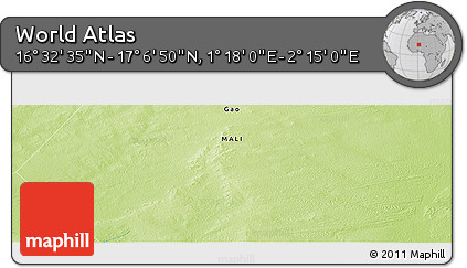 Physical Panoramic Map of the Area around 16° 49' 43" N, 1° 46' 29" E