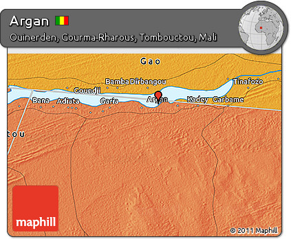 Political 3D Map of Argan