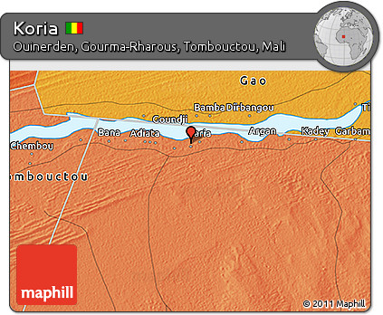 Political 3D Map of Koria