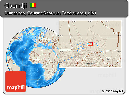 Shaded Relief Location Map of Goundji