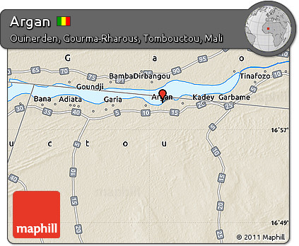 Shaded Relief Map of Argan