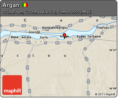 Shaded Relief Map of Argan