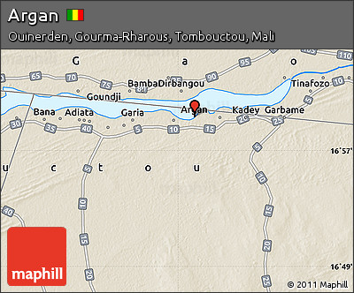 Shaded Relief Map of Argan