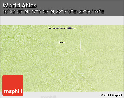Physical 3D Map of the Area around 16° 49' 43" N, 20° 28' 30" E