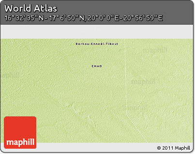 Physical 3D Map of the Area around 16° 49' 43" N, 20° 28' 30" E