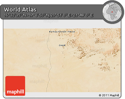 Satellite 3D Map of the Area around 16° 49' 43" N, 21° 19' 30" E