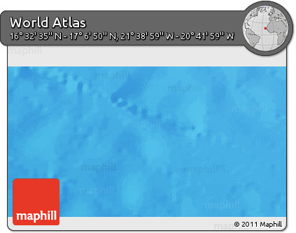 Shaded Relief 3D Map of the Area around 16° 49' 43" N, 21° 10' 29" W