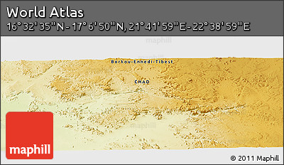 Physical Panoramic Map of the Area around 16° 49' 43" N, 22° 10' 29" E
