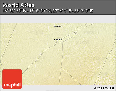 Physical 3D Map of the Area around 16° 49' 43" N, 25° 34' 30" E