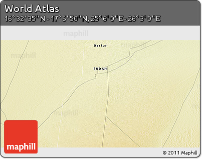 Physical 3D Map of the Area around 16° 49' 43" N, 25° 34' 30" E