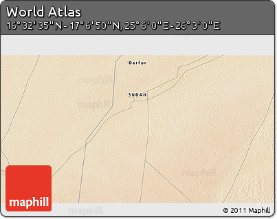 Satellite 3D Map of the Area around 16° 49' 43" N, 25° 34' 30" E