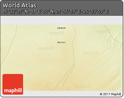 Physical 3D Map of the Area around 16° 49' 43" N, 26° 25' 29" E