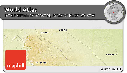Physical Panoramic Map of the Area around 16° 49' 43" N, 27° 16' 29" E