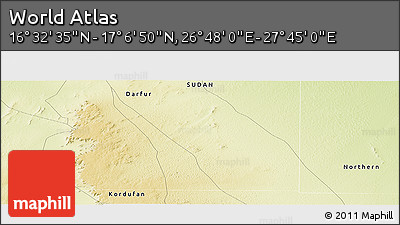 Physical Panoramic Map of the Area around 16° 49' 43" N, 27° 16' 29" E
