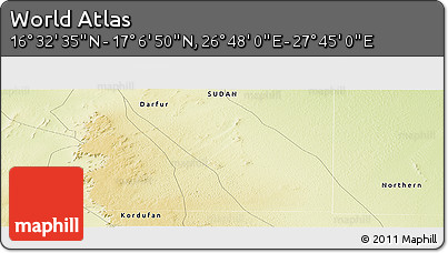 Physical Panoramic Map of the Area around 16° 49' 43" N, 27° 16' 29" E