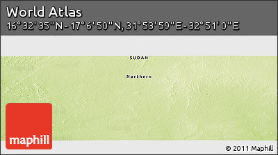 Physical Panoramic Map of the Area around 16° 49' 43" N, 32° 22' 30" E