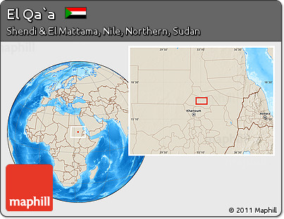 Shaded Relief Location Map of El Qa`a