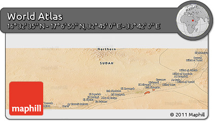 Satellite Panoramic Map of the Area around 16° 49' 43" N, 33° 13' 30" E