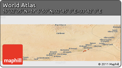 Satellite Panoramic Map of the Area around 16° 49' 43" N, 33° 13' 30" E