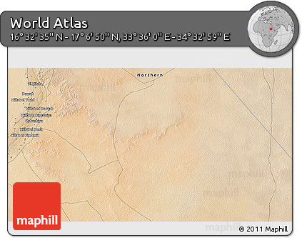 Satellite 3D Map of the Area around 16° 49' 43" N, 34° 4' 30" E
