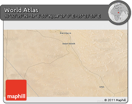Satellite 3D Map of the Area around 16° 49' 43" N, 34° 55' 29" E