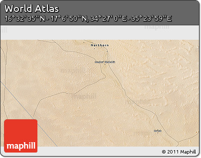 Satellite 3D Map of the Area around 16° 49' 43" N, 34° 55' 29" E