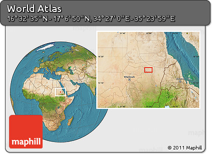 Satellite Location Map of the Area around 16° 49' 43" N, 34° 55' 29" E